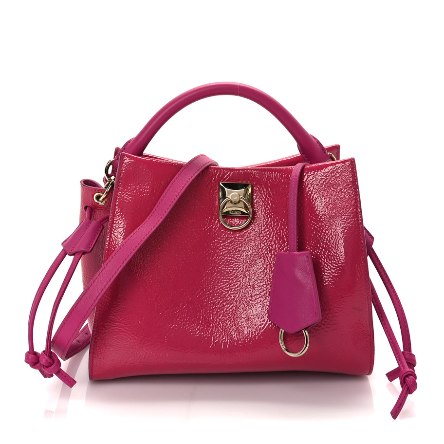 Mulberry Spongy Patent Calfskin Small Iris Tote Mulberry Pink Image 1