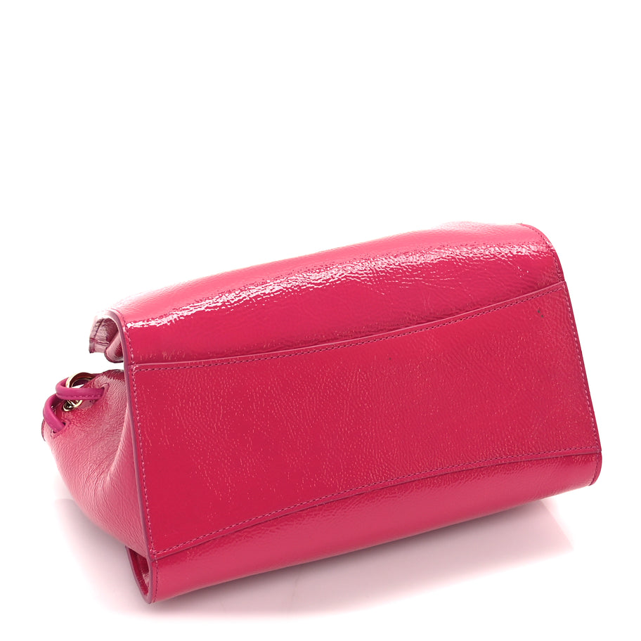Mulberry Spongy Patent Calfskin Small Iris Tote Mulberry Pink Image 3