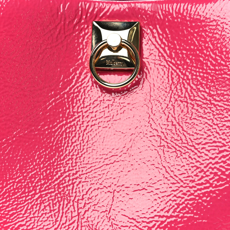 Mulberry Spongy Patent Calfskin Small Iris Tote Mulberry Pink Image 6