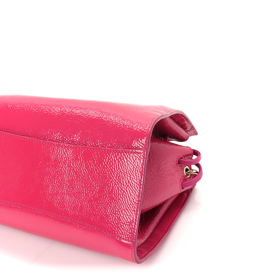 Mulberry Spongy Patent Calfskin Small Iris Tote Mulberry Pink Image 8