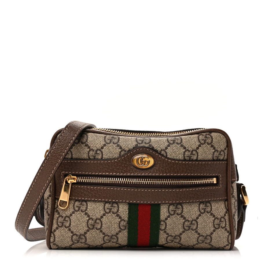 Gucci GG Supreme Monogram Web Mini Ophidia Shoulder Bag  Brown Image 2