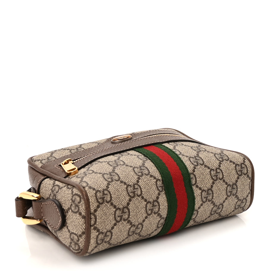 Gucci GG Supreme Monogram Web Mini Ophidia Shoulder Bag  Brown Image 4