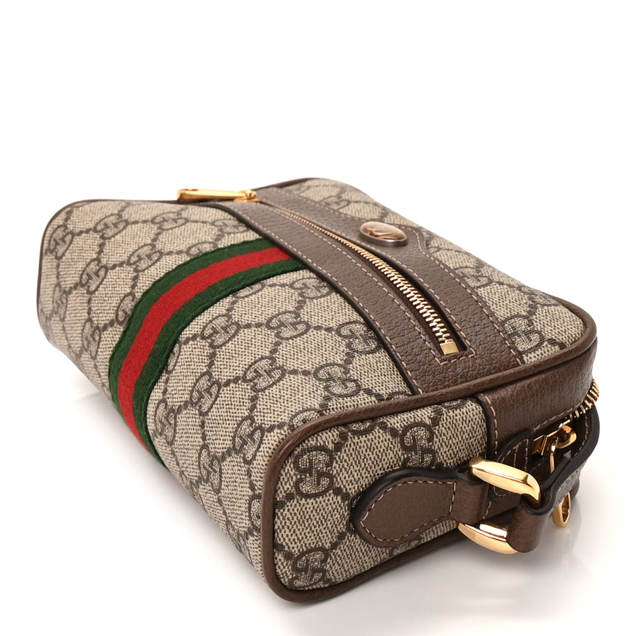 Gucci GG Supreme Monogram Web Mini Ophidia Shoulder Bag  Brown Image 8