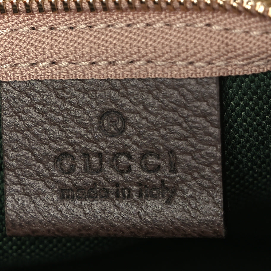 Gucci Monogram Web Small Giglio Tote Beige  Dark Brown Image 7