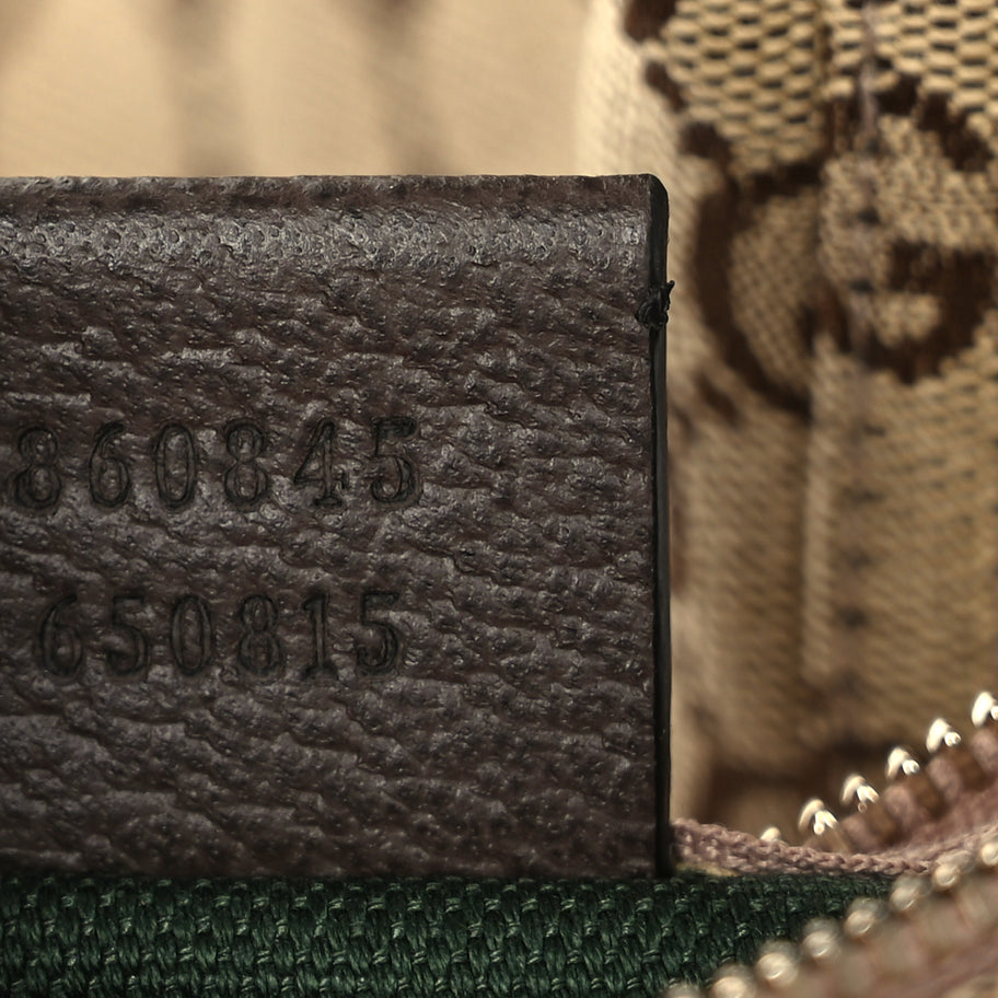 Gucci Monogram Web Small Giglio Tote Beige  Dark Brown Image 8
