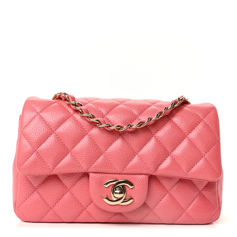  Chanel Caviar Quilted Mini Rectangular Flap Dark Pink