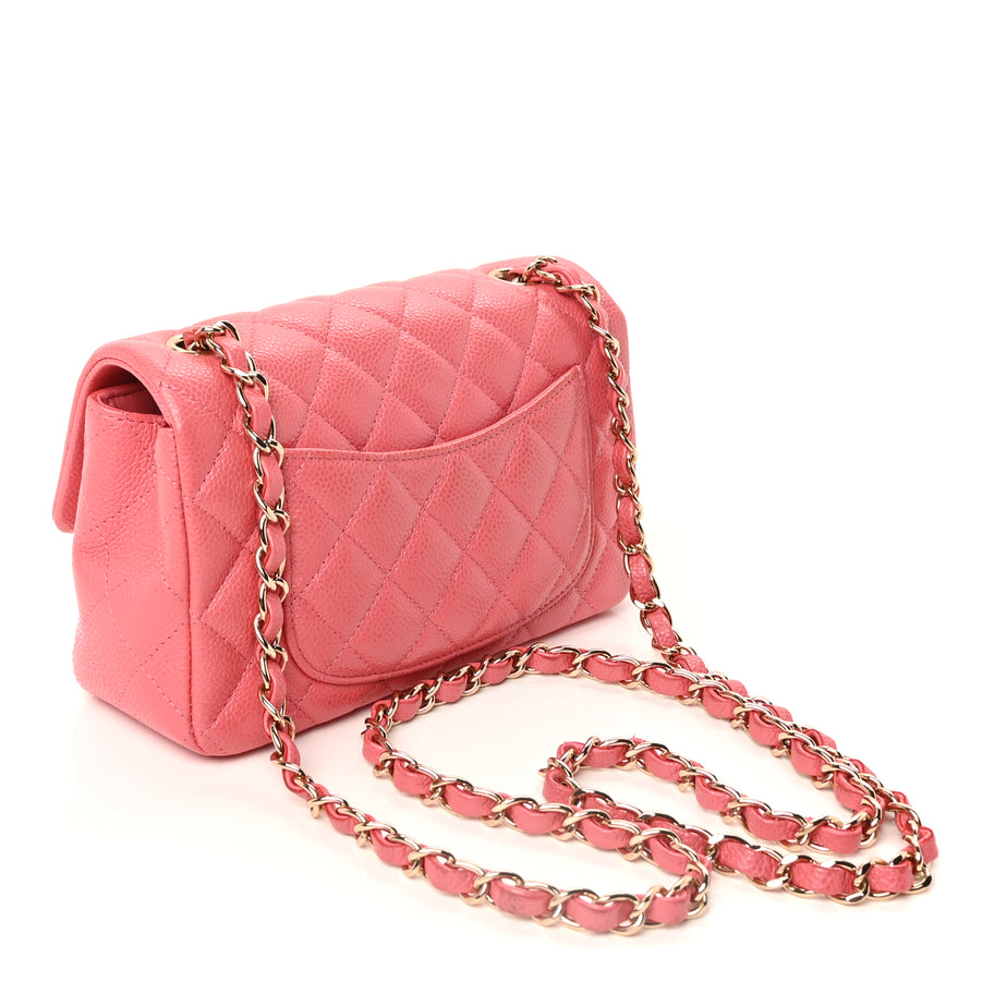 Chanel Caviar Quilted Mini Rectangular Flap Dark Pink Image 3