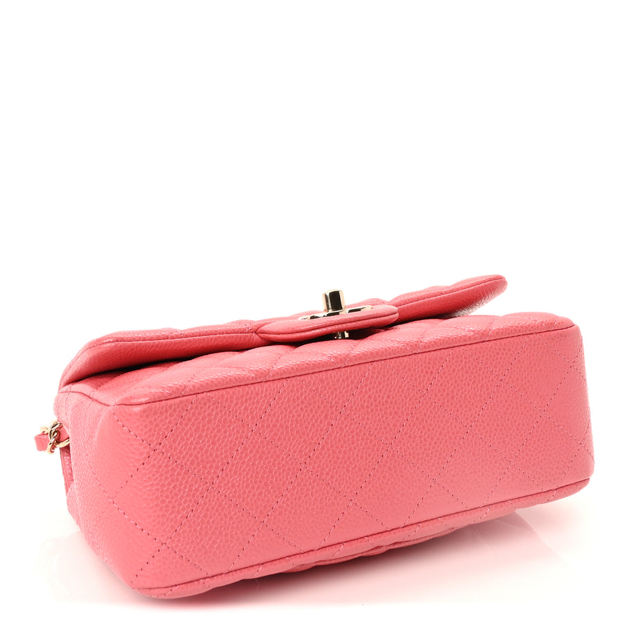 Chanel Caviar Quilted Mini Rectangular Flap Dark Pink Image 4