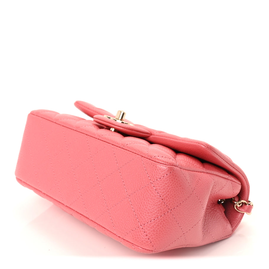 Chanel Caviar Quilted Mini Rectangular Flap Dark Pink Image 9