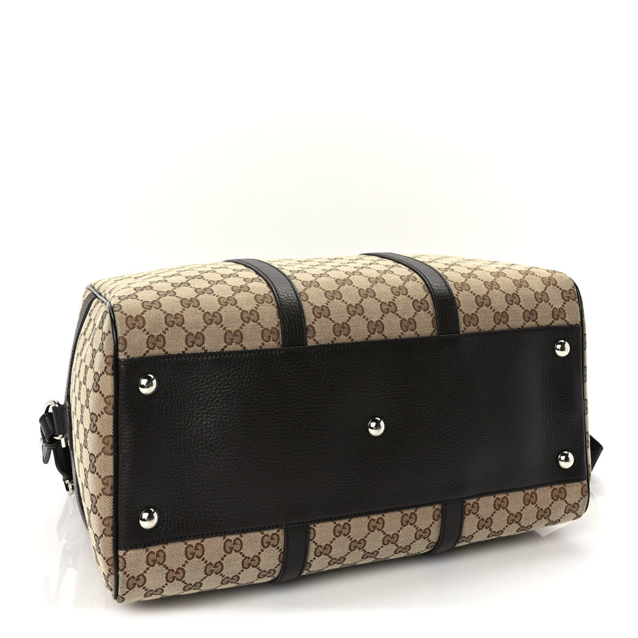 Gucci Monogram Dollar Calfskin Boston Duffle Bag Beige Ebony Testa di Moro Marrone Scuro Image 4