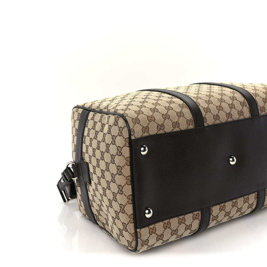 Gucci Monogram Dollar Calfskin Boston Duffle Bag Beige Ebony Testa di Moro Marrone Scuro Image 9