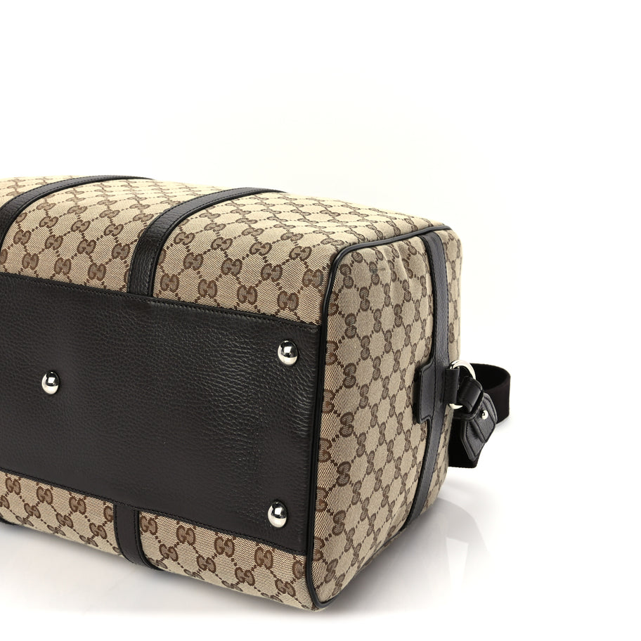 Gucci Monogram Dollar Calfskin Boston Duffle Bag Beige Ebony Testa di Moro Marrone Scuro Image 10