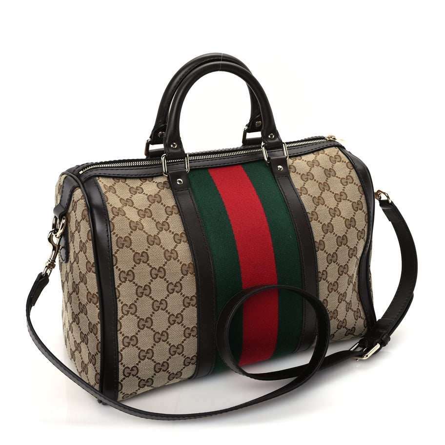 Gucci Monogram Vintage Web Medium Boston  Dark Brown Image 3