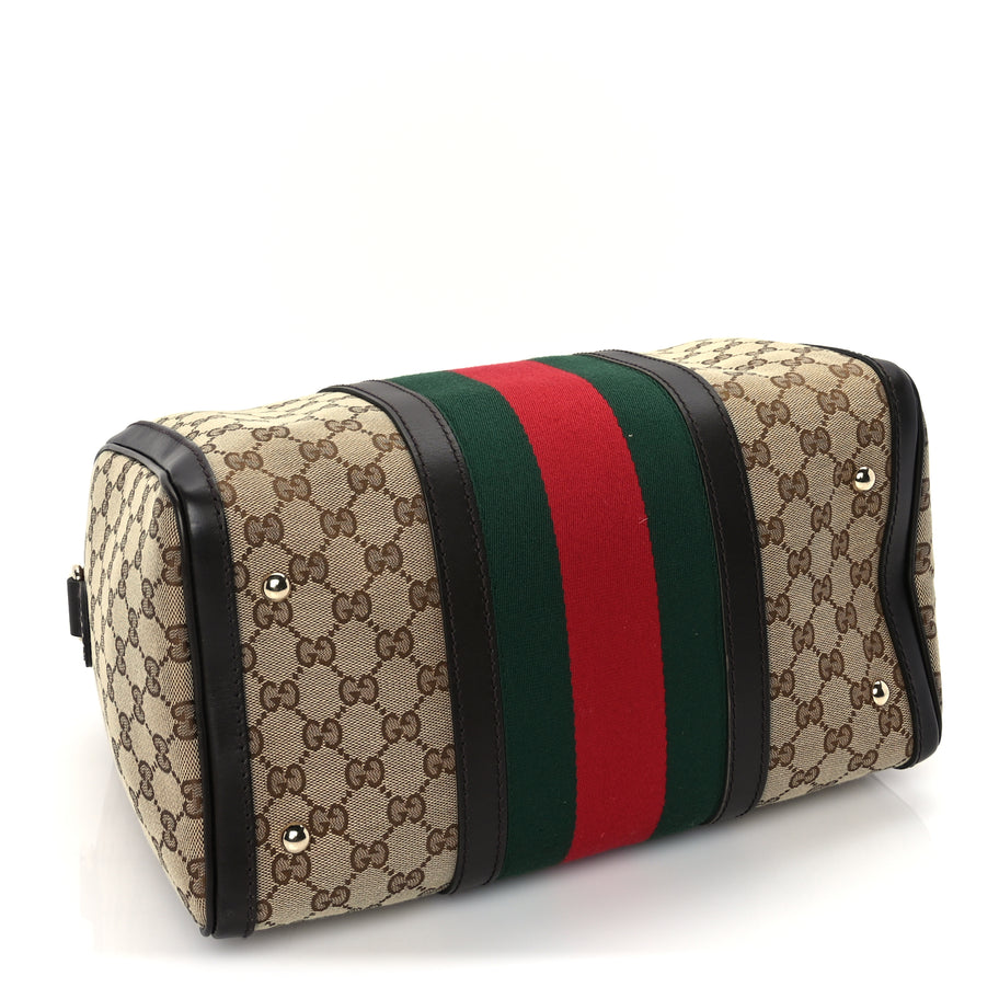 Gucci Monogram Vintage Web Medium Boston  Dark Brown Image 4