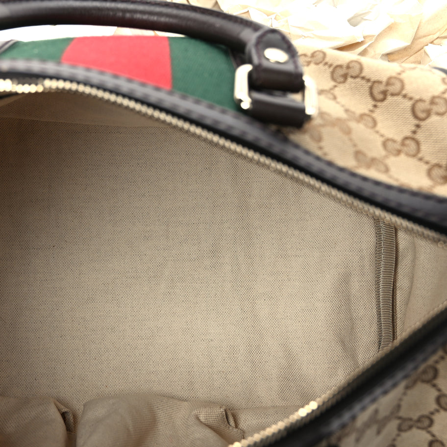 Gucci Monogram Vintage Web Medium Boston  Dark Brown Image 5