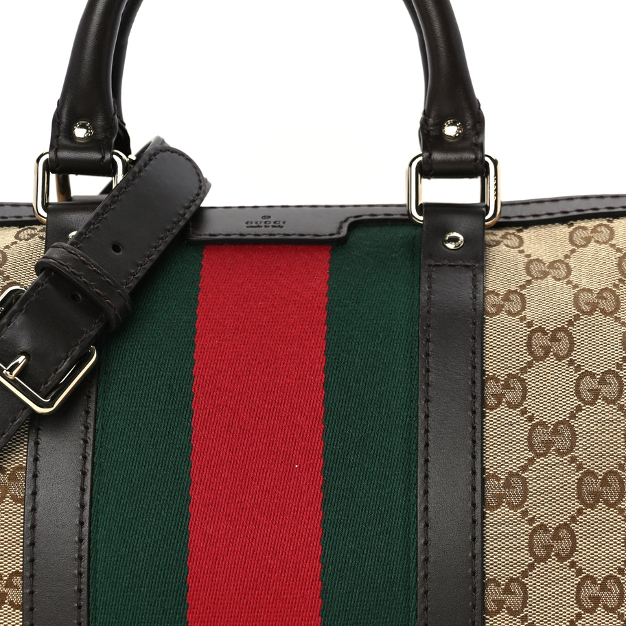 Gucci Monogram Vintage Web Medium Boston  Dark Brown Image 8