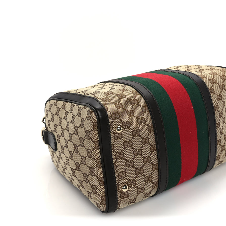 Gucci Monogram Vintage Web Medium Boston  Dark Brown Image 9