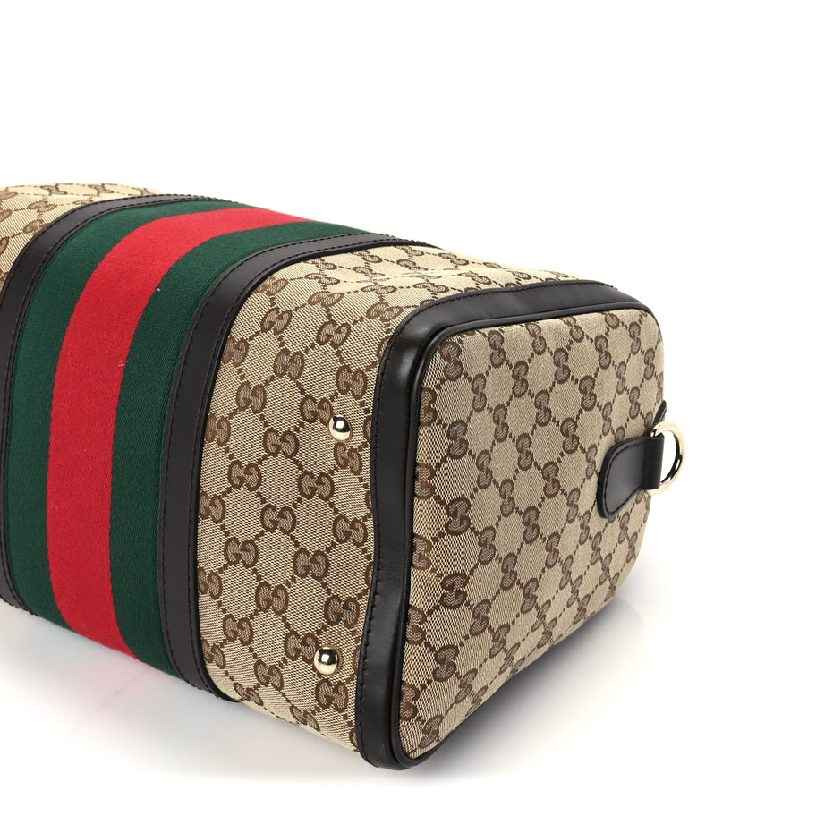 Gucci Monogram Vintage Web Medium Boston  Dark Brown Image 10