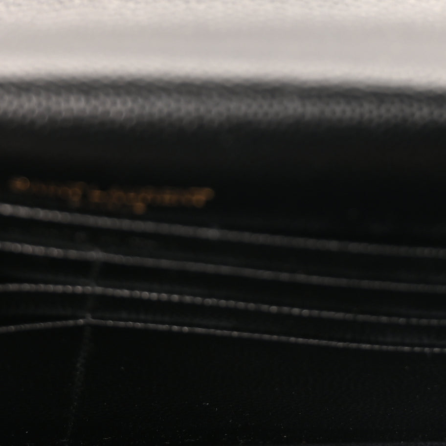 Saint Laurent Grain De Poudre Matelasse Chevron Monogram Envelope Chain Wallet Black Image 5