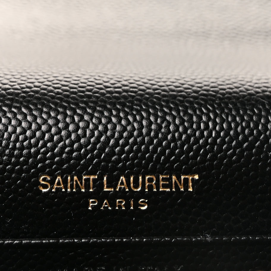 Saint Laurent Grain De Poudre Matelasse Chevron Monogram Envelope Chain Wallet Black Image 6