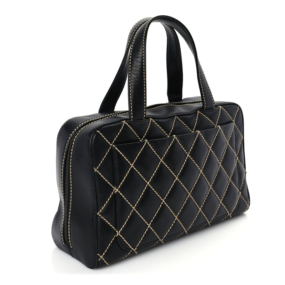 Chanel Calfskin Wild Stitch Top Handle Bag Black Image 3