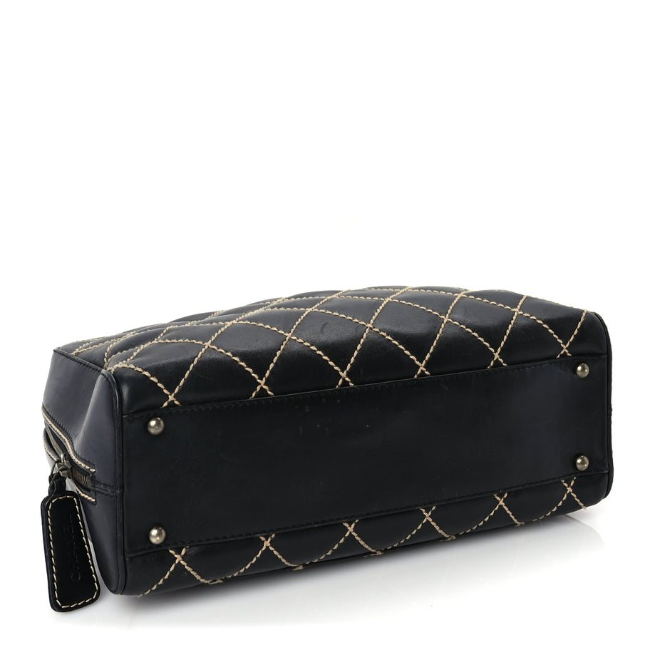 Chanel Calfskin Wild Stitch Top Handle Bag Black Image 4