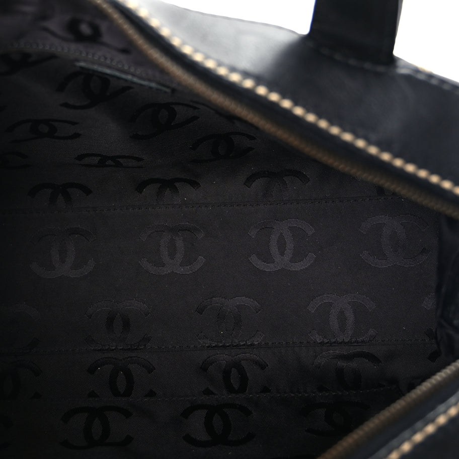 Chanel Calfskin Wild Stitch Top Handle Bag Black Image 5