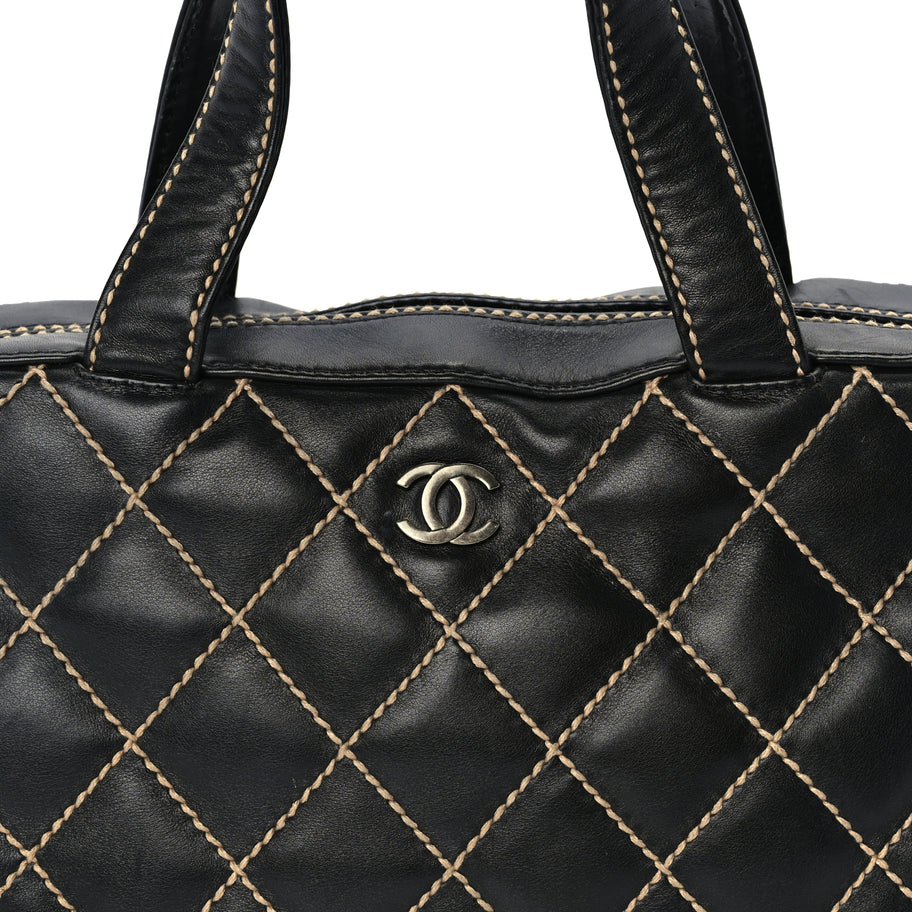 Chanel Calfskin Wild Stitch Top Handle Bag Black Image 8