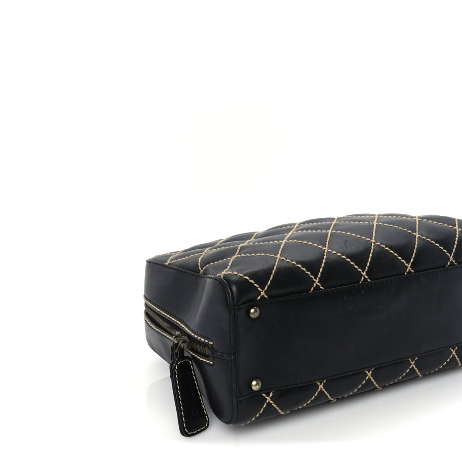 Chanel Calfskin Wild Stitch Top Handle Bag Black Image 9