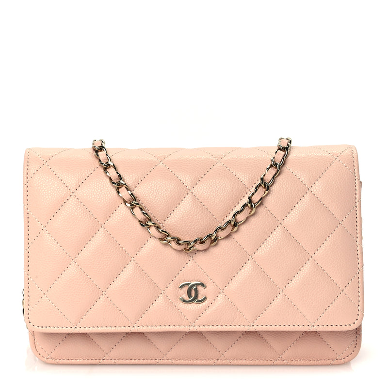  Chanel Caviar Quilted Wallet on Chain WOC  Light Pink