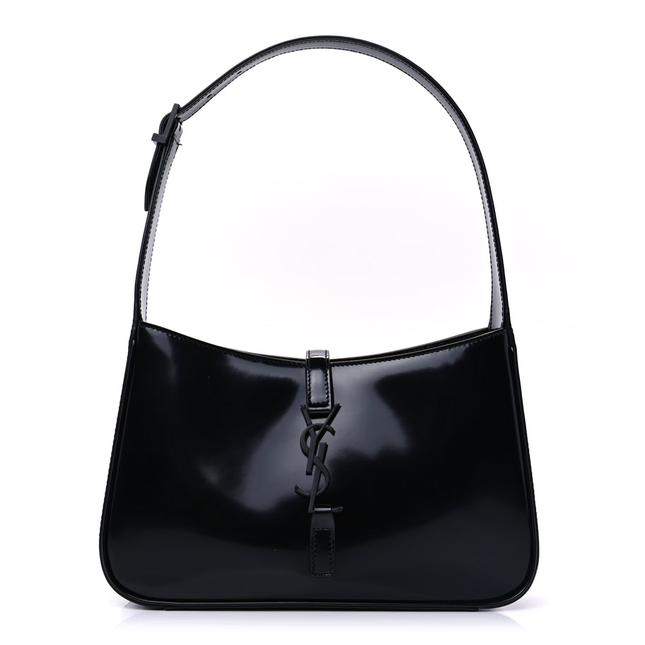 Saint Laurent Patent Le 5 A 7 Monochrome Hobo  Black Image 2
