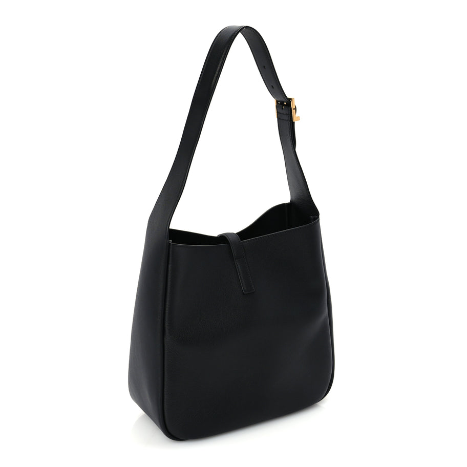 Saint Laurent Smooth Calfskin Small Le 5 A 7 Soft Hobo  Black Image 3