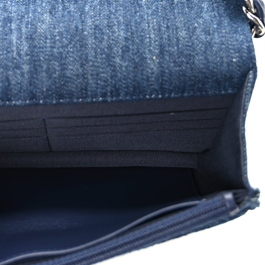 Chanel Denim Quilted 19 Wallet On Chain WOC  Blue Image 5