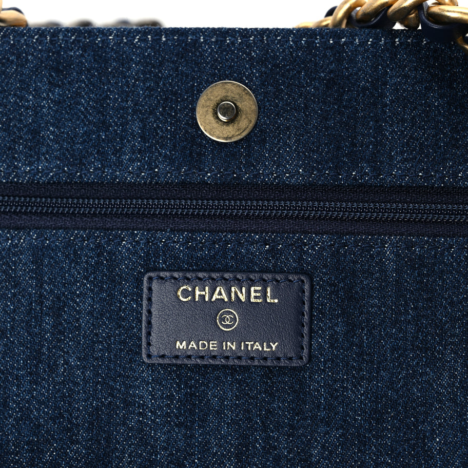 Chanel Denim Quilted 19 Wallet On Chain WOC  Blue Image 6