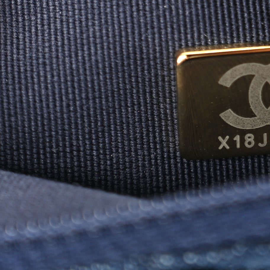 Chanel Denim Quilted 19 Wallet On Chain WOC  Blue Image 7