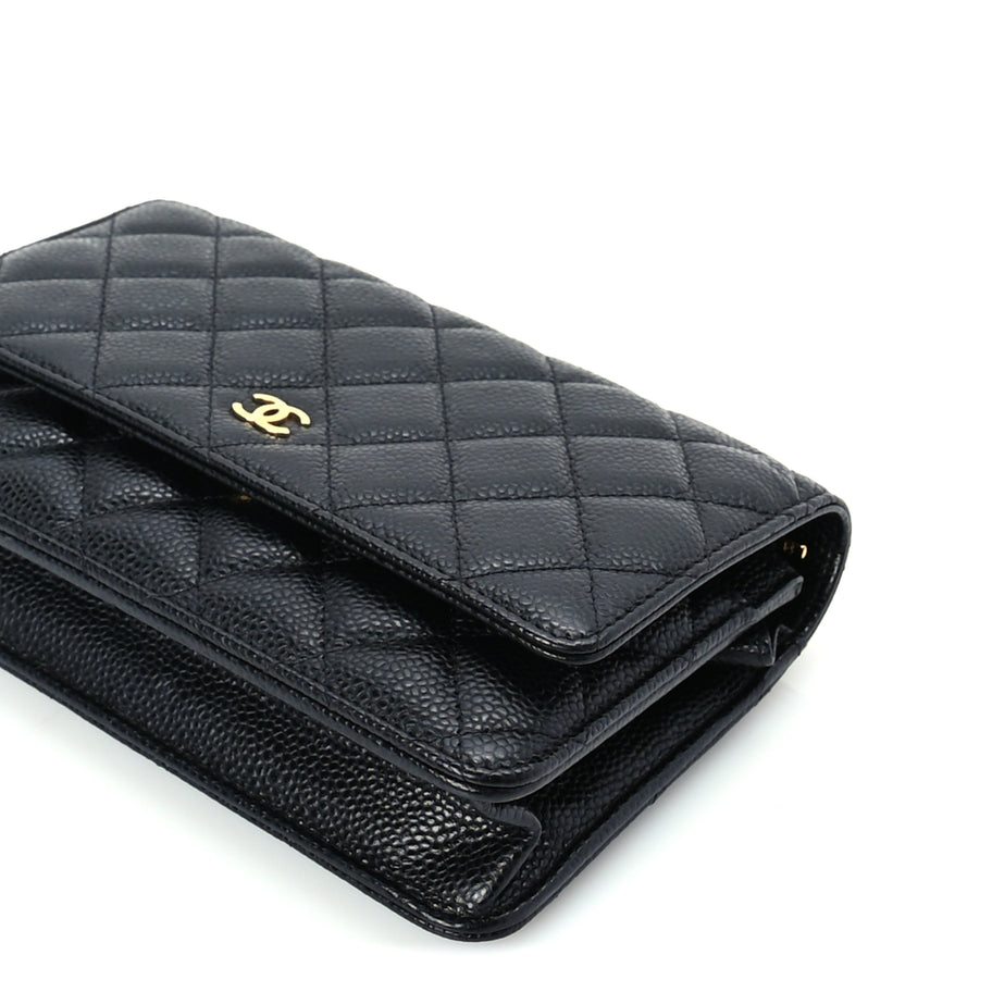 Chanel Caviar Quilted Wallet On Chain WOC  Black Image 9