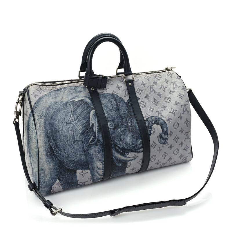  Louis Vuitton Savane Monogram Elephant Chapman Keepall Bandouliere 45 Dune