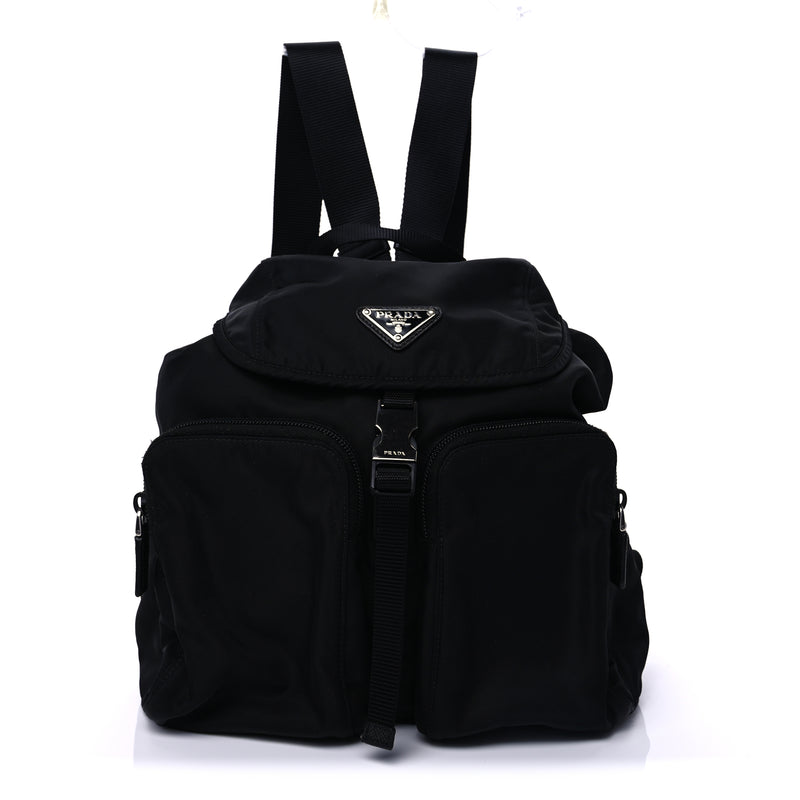  Prada Tessuto Nylon Saffiano Vela Backpack  Black