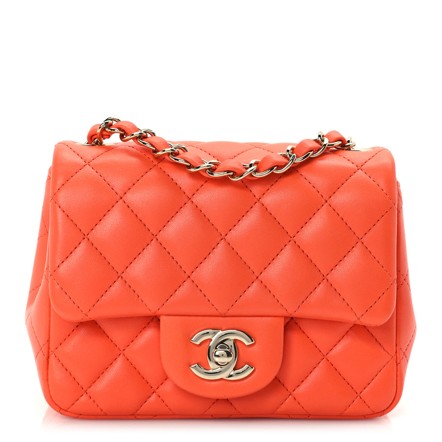 Chanel Lambskin Quilted Mini Square Flap Orange Image 2