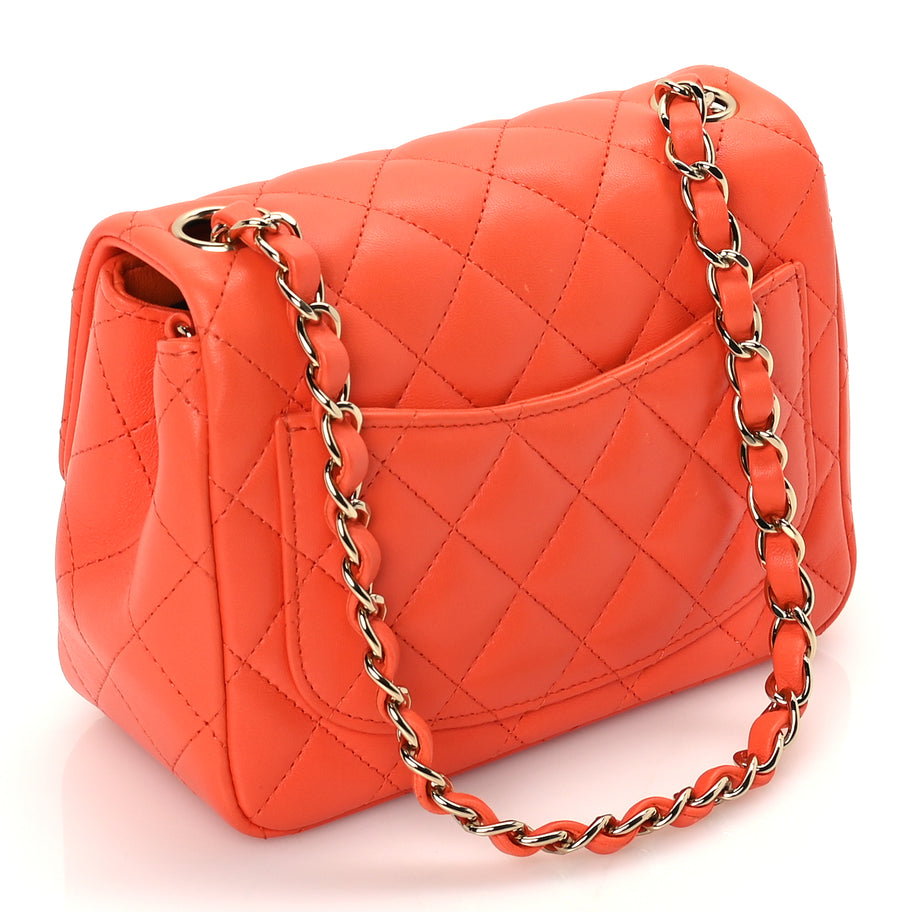 Chanel Lambskin Quilted Mini Square Flap Orange Image 3