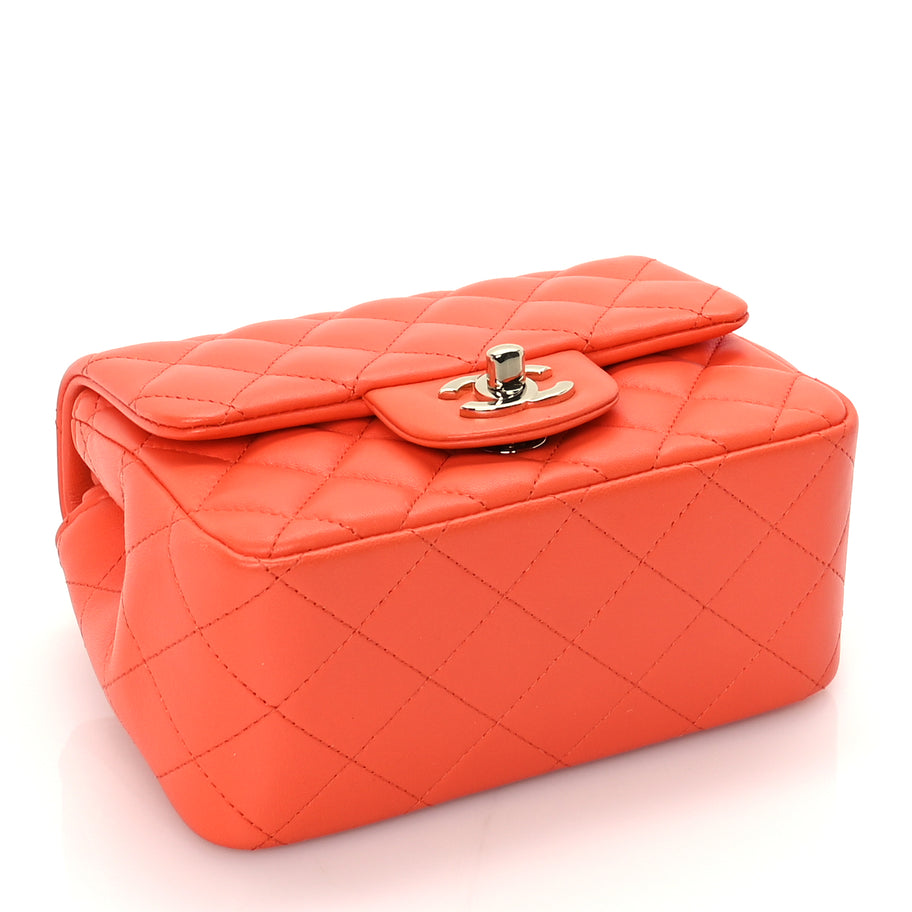 Chanel Lambskin Quilted Mini Square Flap Orange Image 4