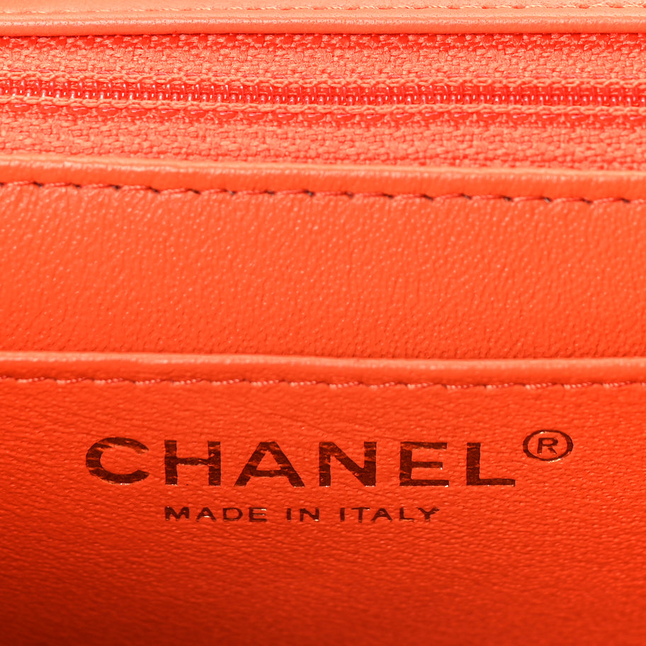 Chanel Lambskin Quilted Mini Square Flap Orange Image 6