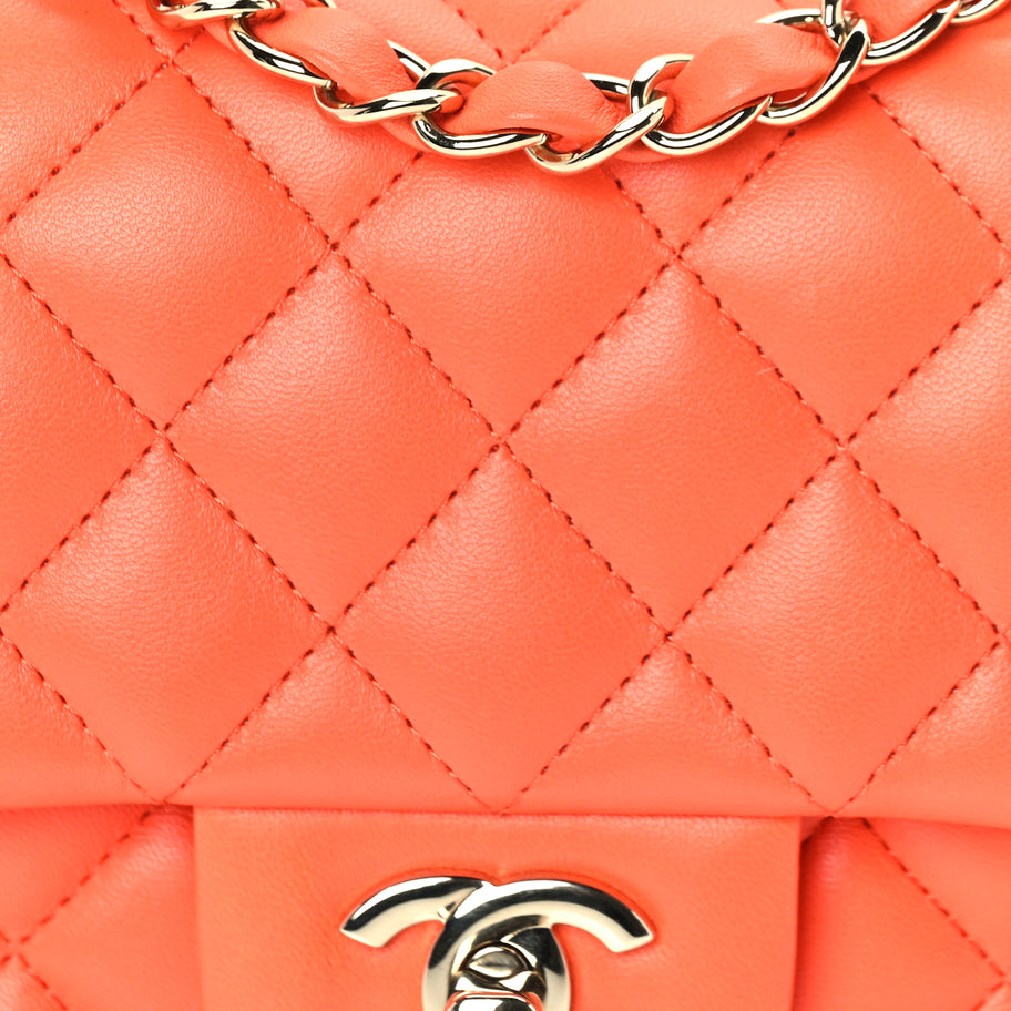 Chanel Lambskin Quilted Mini Square Flap Orange Image 8