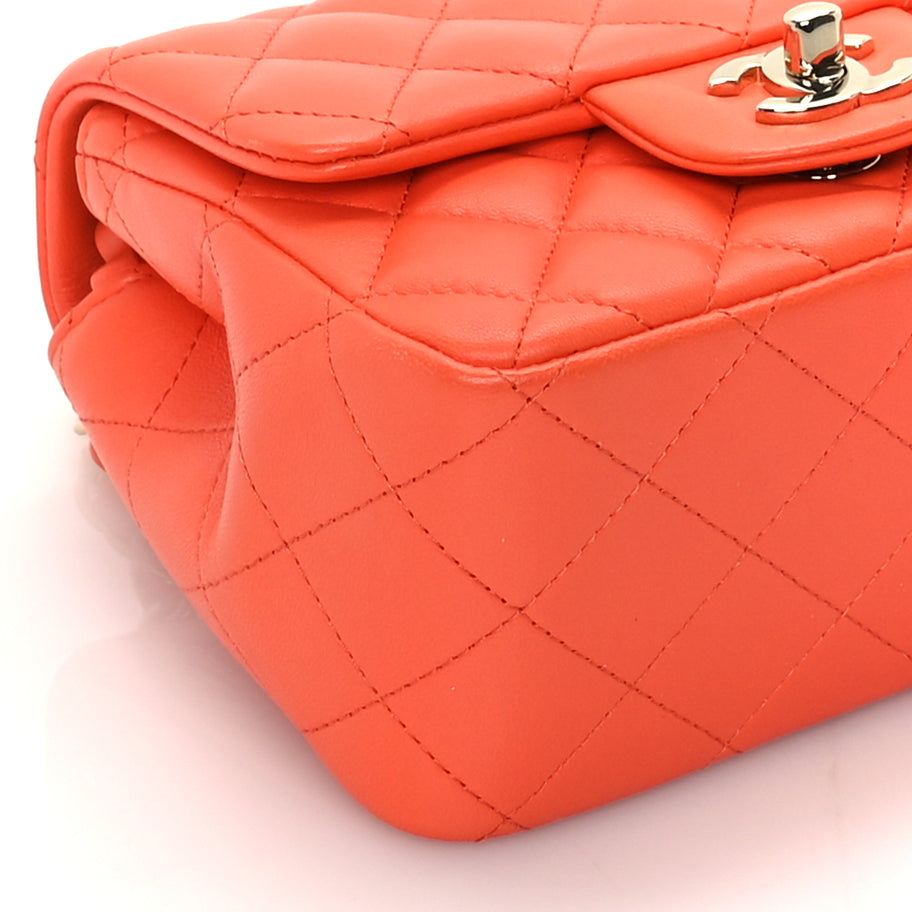 Chanel Lambskin Quilted Mini Square Flap Orange Image 9