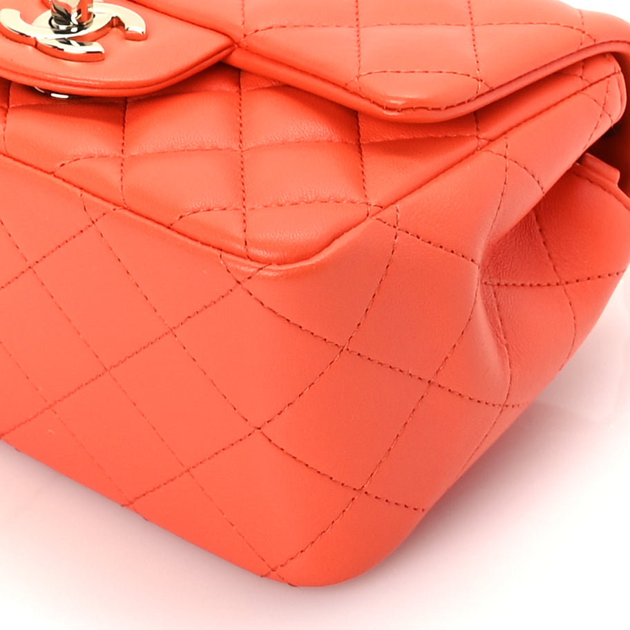 Chanel Lambskin Quilted Mini Square Flap Orange Image 10