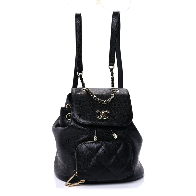  Chanel Caviar Quilted Mini Business Affinity Backpack  Black