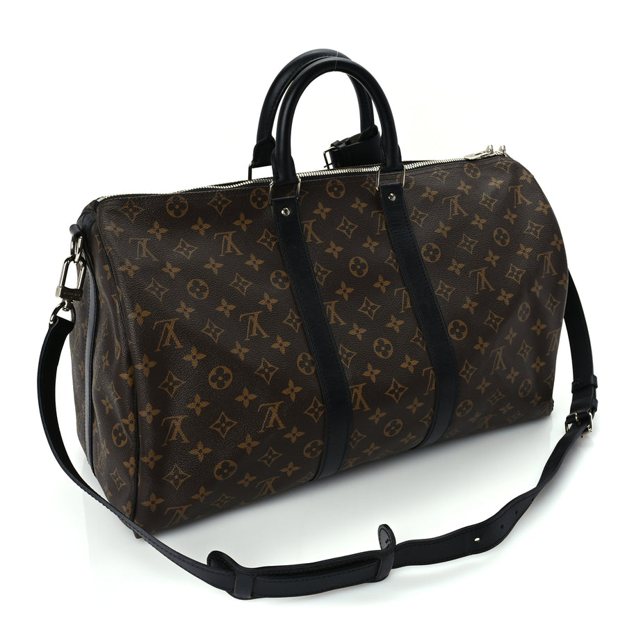 Louis Vuitton Monogram Macassar Keepall Bandouliere 45 Black Image 3