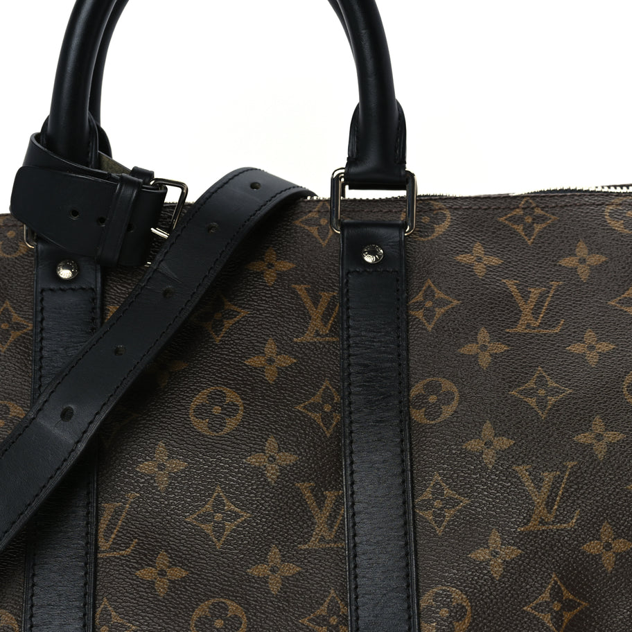 Louis Vuitton Monogram Macassar Keepall Bandouliere 45 Black Image 7