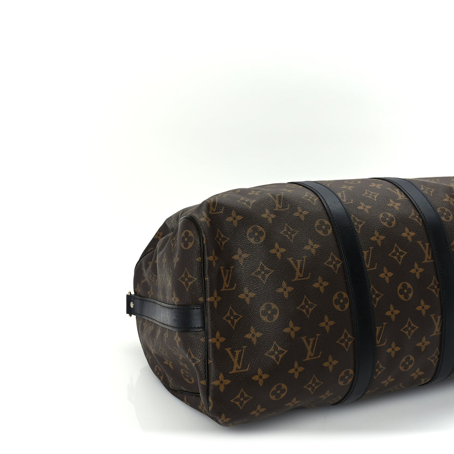 Louis Vuitton Monogram Macassar Keepall Bandouliere 45 Black Image 8