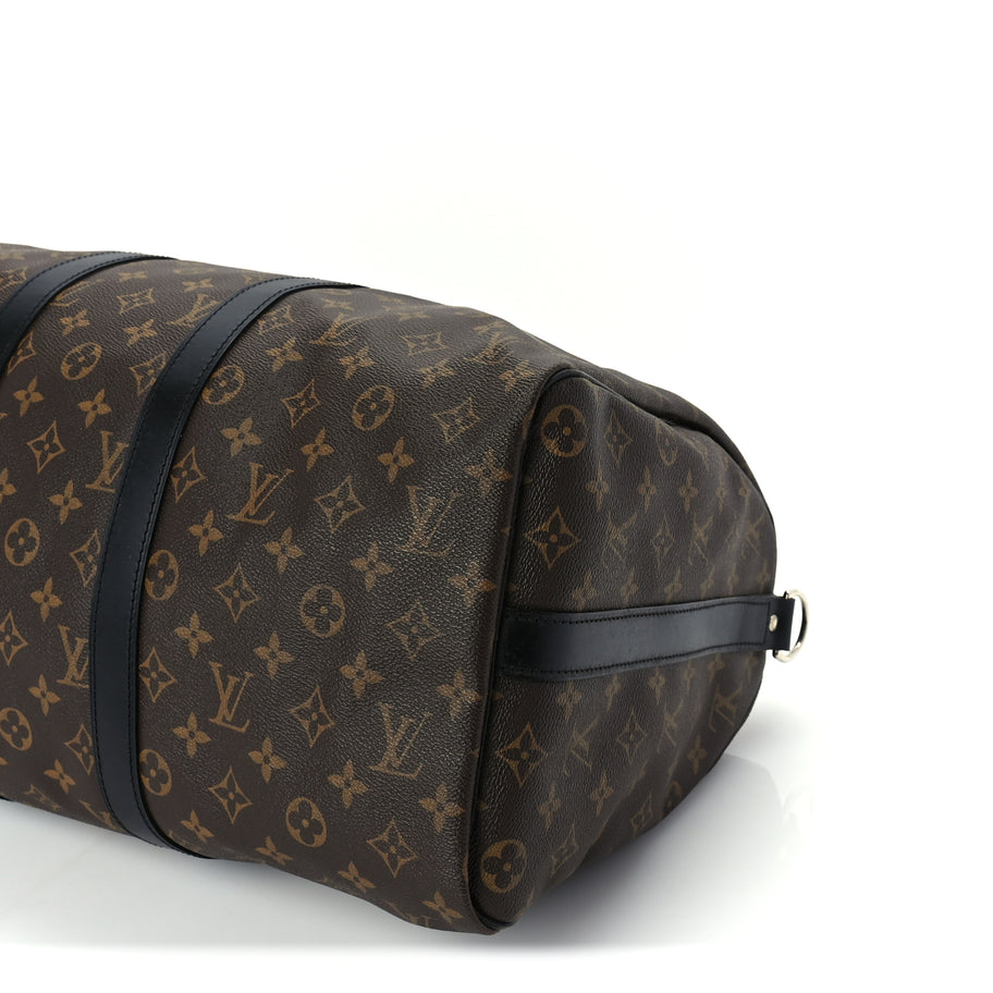 Louis Vuitton Monogram Macassar Keepall Bandouliere 45 Black Image 9